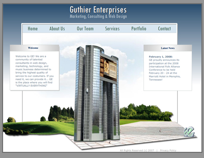 Screenshot of the Guthier Enterprises Site