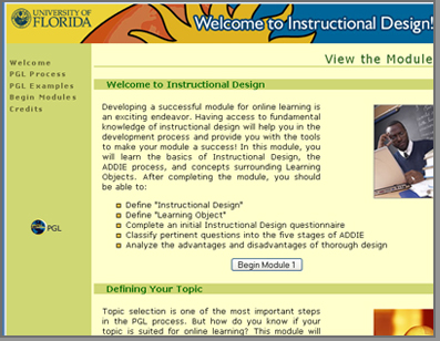 Screenshot of the PGL Online Course