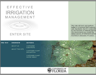 Screenshot of the Effective Irrigation Management Site