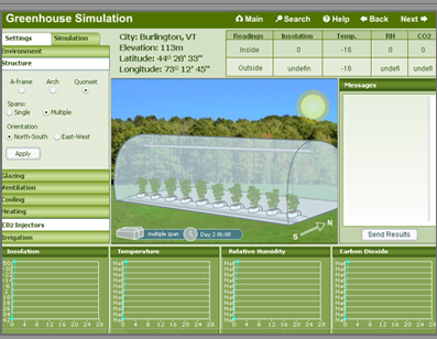 Screenshot of the Virtual Greenhouse