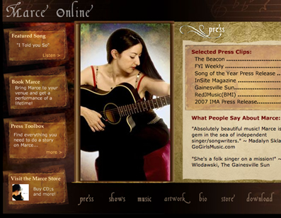 Screenshot of the Marce Online Site