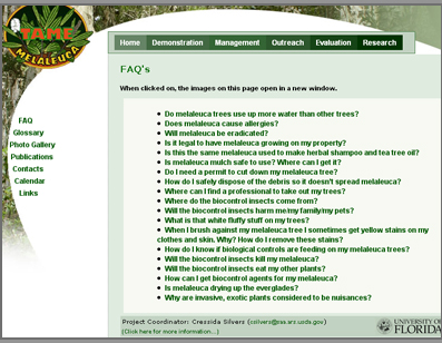 Screenshot of the TAME Site